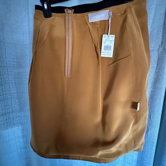 Designer Gold Pencil Skirt - Jason Wu 100% Silk - Picture 7 of 8